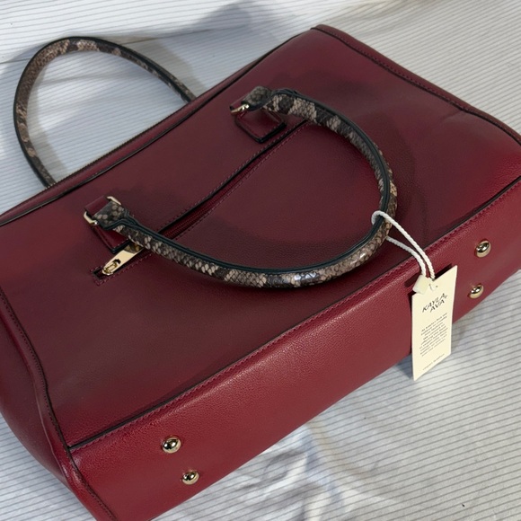 Kayla+Ava Vegan Leather Red Handbag with Snake Skin Style Handles - Picture 9 of 12